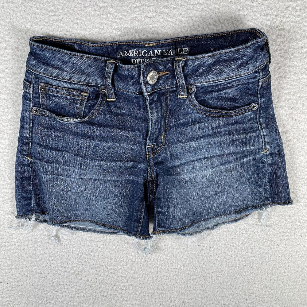 American Eagle Shorts Womens Sz 2 Vintage Super Stretch Distressed Cutoff Preppy